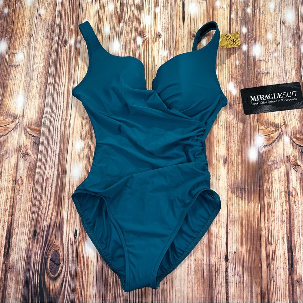 Miraclesuit Women's Swimwear Tummy Control 
Size 14 Nike Blue